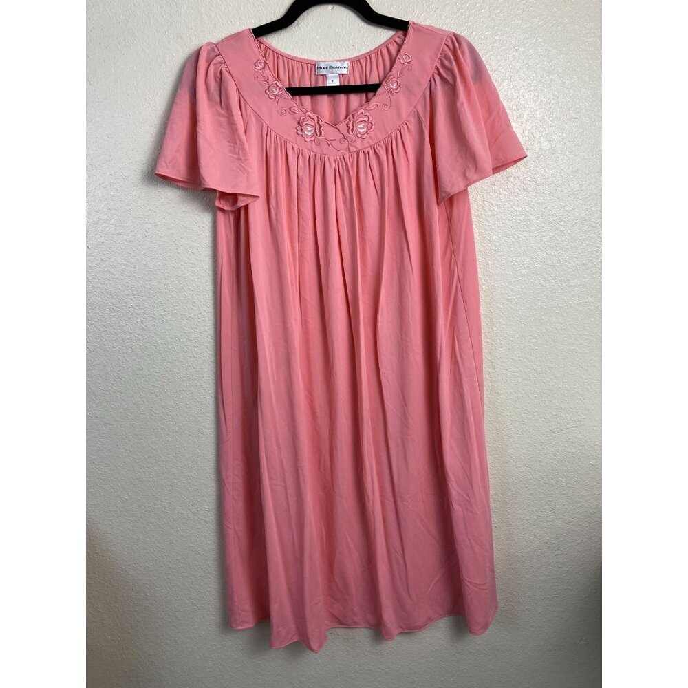 Miss Elaine Nightgown Dress Womens size Small Stretch Short Sleeves Lightweight